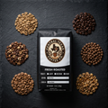 Central Texas Coffee Co. bag with roasted coffee beans on a dark surface